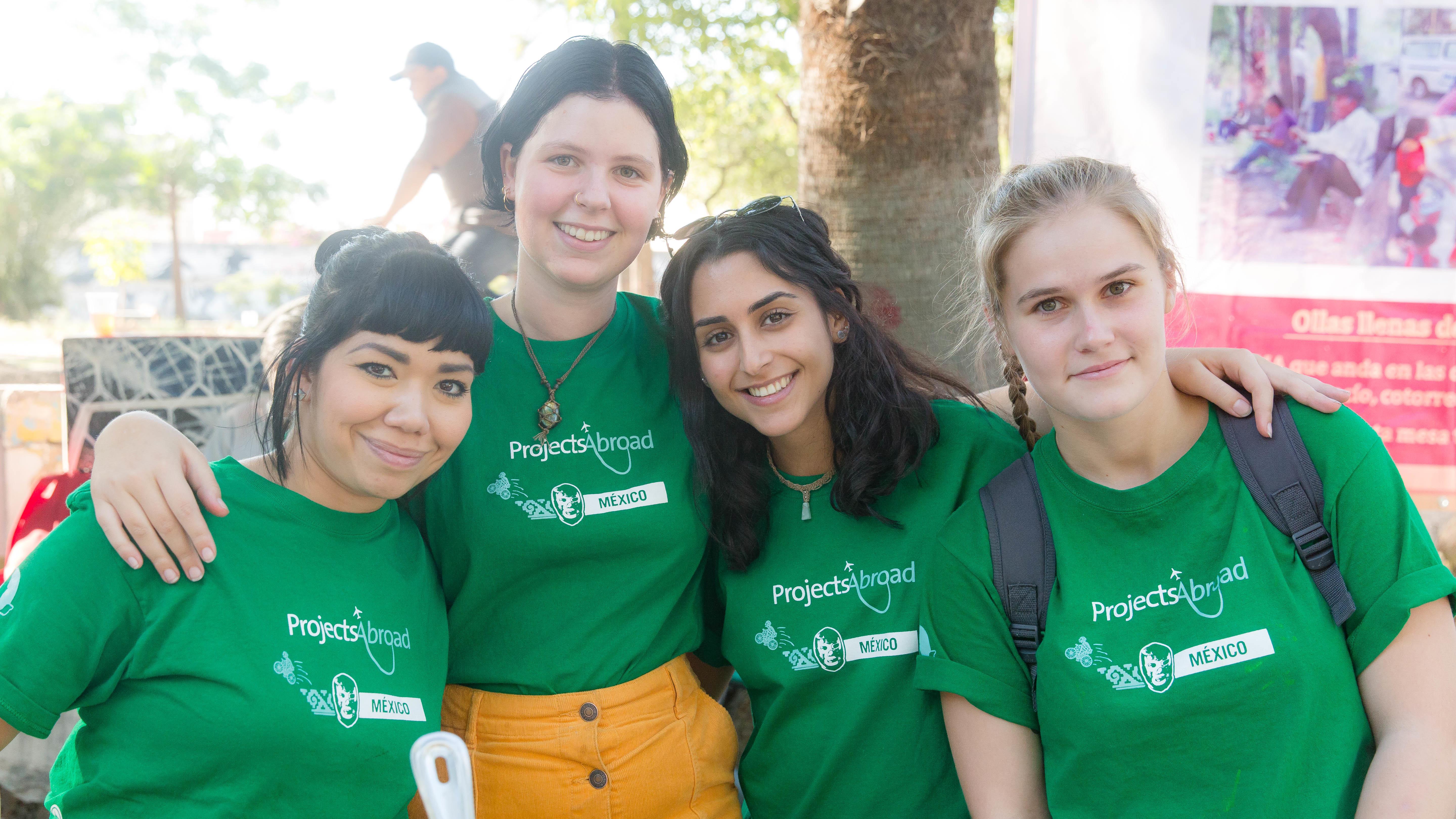 Projects Abroad interns and staff in Mexico take a photo during free time. Interns gain business work experience in Mexico, while learning from locals and staff.